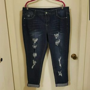 Hydraulic Destressed Skinny Crop Jeans 18W